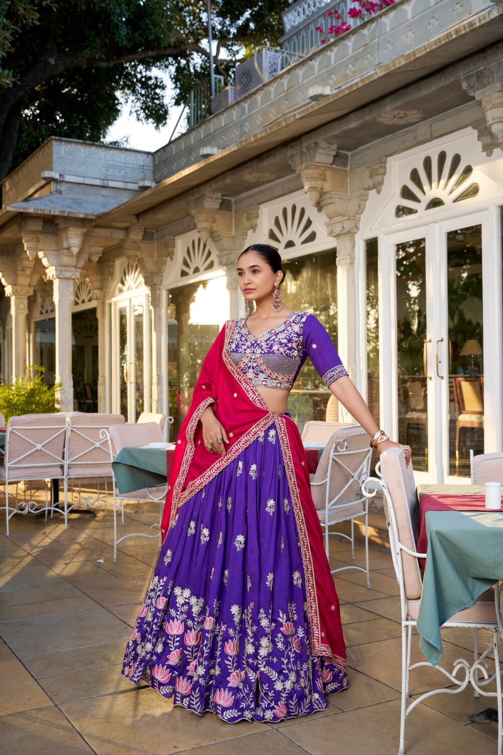 Vichitra Silk Desinger Lehenga choli Sequins and Embroidery Work Chaniya choli For Bridal Groom Wedding Wear Lehenga - Image 4